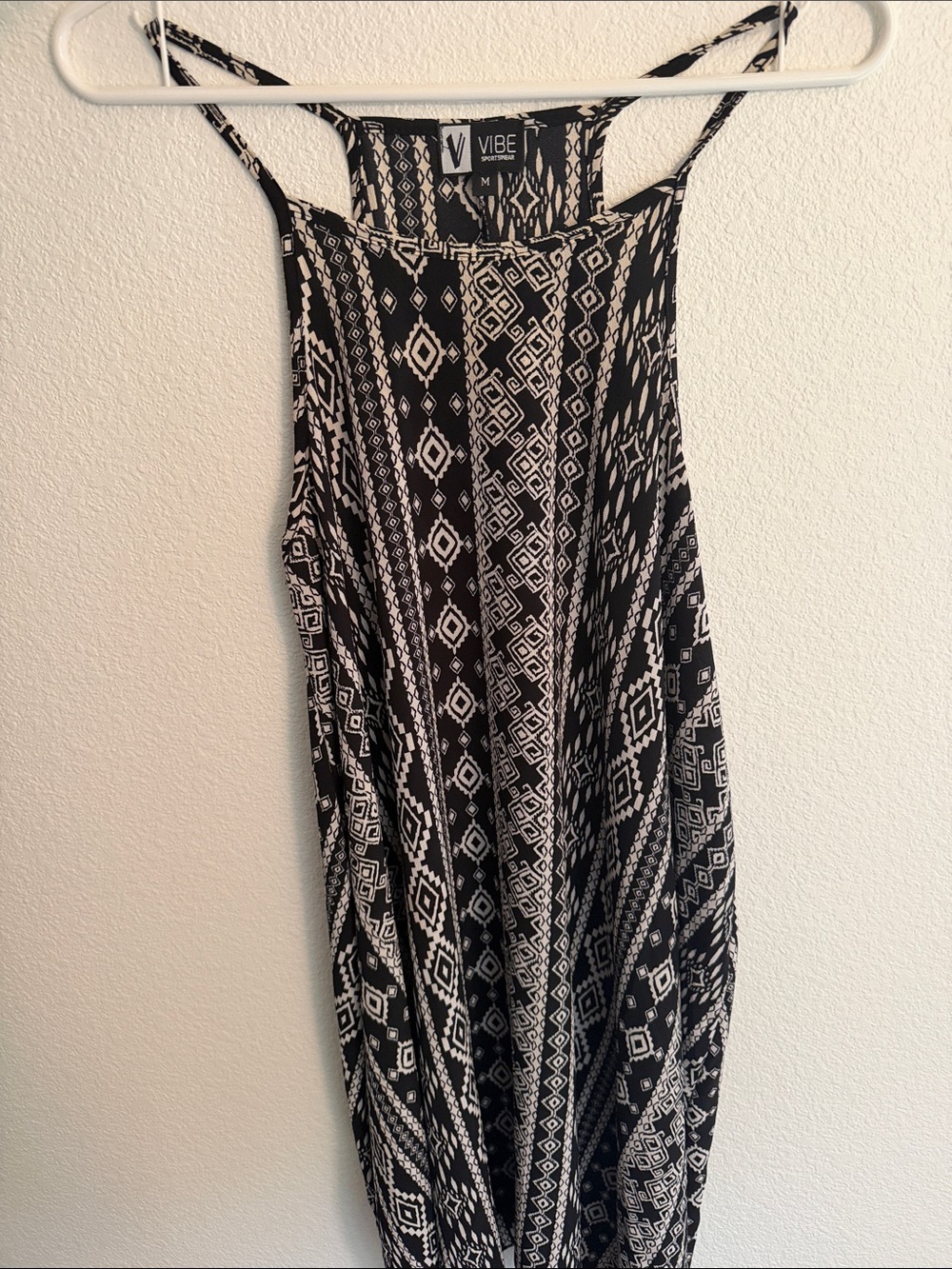 Vibe Black & White Geometric Maxi Dress